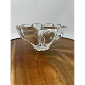 Clear Glass Flower Shaped Candy Dish Trinket Bowl Small Appetizer Serveware